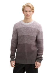 TOM TAILOR Denim Pullover taupe/hellgrau/dunkelrot
