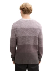 TOM TAILOR Denim Pullover taupe/hellgrau/dunkelrot