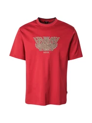 BOSS T-Shirt 'C-Taut 10' braun/hellbraun/rot