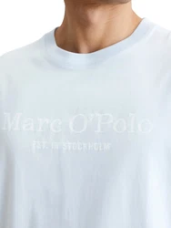 Marc O'Polo T-Shirt mit Label-Print vorne pastellblau/weiß