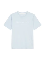 Marc O'Polo T-Shirt mit Label-Print vorne pastellblau/weiß