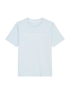 Marc O'Polo T-Shirt mit Label-Print vorne pastellblau/weiß