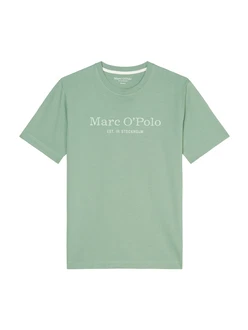 Marc O'Polo T-Shirt mit Label-Print vorne pastellgrün/weiß