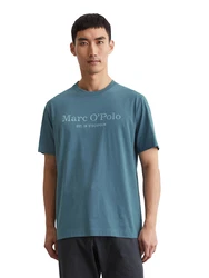 Marc O'Polo T-Shirt mit Label-Print vorne saphir/weiß