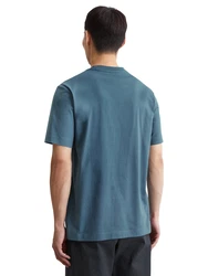 Marc O'Polo T-Shirt mit Label-Print vorne saphir/weiß