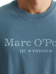 Marc O'Polo T-Shirt mit Label-Print vorne saphir/weiß