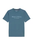 Marc O'Polo T-Shirt mit Label-Print vorne saphir/weiß