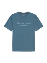 Marc O'Polo T-Shirt mit Label-Print vorne saphir/weiß