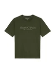 Marc O'Polo T-Shirt mit Label-Print vorne oliv/offwhite