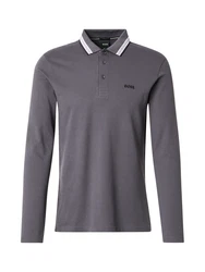 BOSS Poloshirt 'Plisy' dunkelgrau/wei