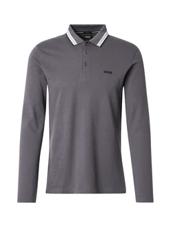 BOSS Poloshirt 'Plisy' dunkelgrau/wei