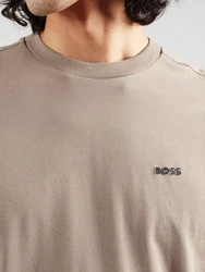 BOSS Langarmshirt Tee Long mit Rundhalsausschnitt dunkelbeige/schwarz