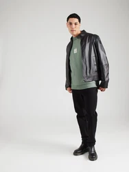 HUGO Sweatshirt Durungu smaragd/weiß