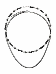 Kette schwarz / silber / wei