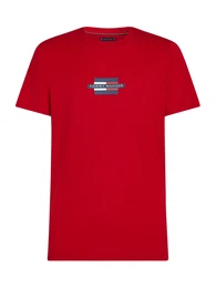 T-Shirt dunkelblau / blutrot / wei