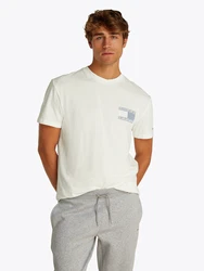 Tommy Jeans T-Shirt taubenblau/weiß