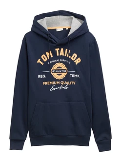 TOM TAILOR Sweatshirt Hoodie mit Print (1043292) navy/honig/wei