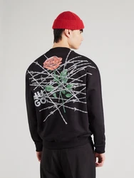 HUGO Sweatshirt 'Derumkek' grau/grün/rot/schwarz