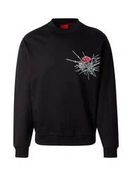 HUGO Sweatshirt 'Derumkek' grau/grün/rot/schwarz