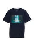 TOM TAILOR T-Shirt mit Foto-Print dunkelblau/goldgelb/jade/weiß