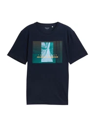 T-Shirt dunkelblau / goldgelb / jade / wei