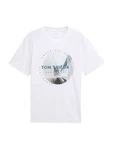 TOM TAILOR T-Shirt mit Foto-Print hellgrau/dunkelgrau/petrol/weiß
