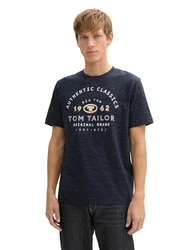TOM TAILOR T-Shirt beige/dunkelblau/weiß