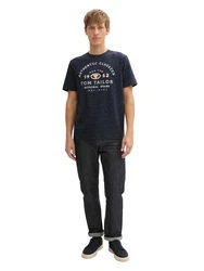 TOM TAILOR T-Shirt beige/dunkelblau/weiß