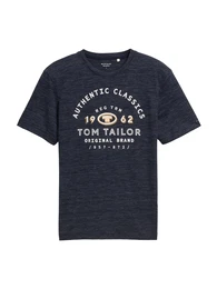 T-Shirt beige / dunkelblau / wei