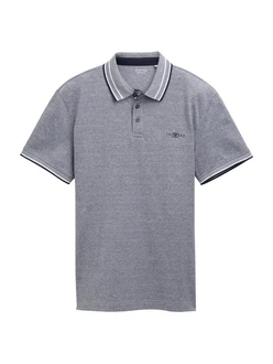TOM TAILOR Poloshirt rauchblau/weiß