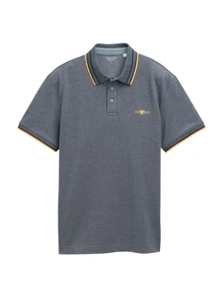 TOM TAILOR Poloshirt blaumeliert/hellorange/schwarz TOM TAILOR Poloshirt blaumeliert/hellorange/schwarz