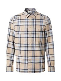 Hemd 'NOWEN' hellbeige / marine / hellblau