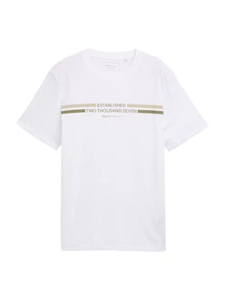 TOM TAILOR DENIM T-Shirt khaki/oliv/weiß