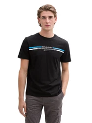 TOM TAILOR DENIM T-Shirt blau / schwarz / weiß
