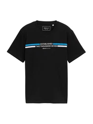 TOM TAILOR DENIM T-Shirt blau / schwarz / weiß