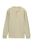 TOM TAILOR Denim T-Shirt Relaxed Fit Henley Langarmshirt beige