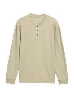 TOM TAILOR Denim T-Shirt Relaxed Fit Henley Langarmshirt beige