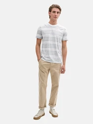 TOM TAILOR DENIM T-Shirt graumeliert/grün/offwhite