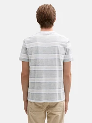 TOM TAILOR DENIM T-Shirt graumeliert/grün/offwhite