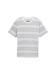 TOM TAILOR DENIM T-Shirt graumeliert/grün/offwhite