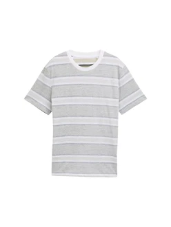 TOM TAILOR DENIM T-Shirt graumeliert/grün/offwhite