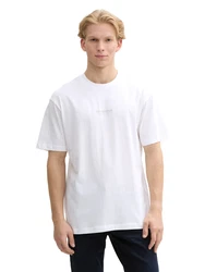 TOM TAILOR DENIM T-Shirt hellgrau/weiß
