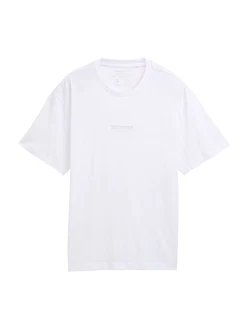 TOM TAILOR DENIM T-Shirt hellgrau/weiß