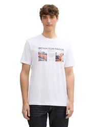 TOM TAILOR DENIM T-Shirt beige/dunkelorange/schwarz/weiß