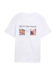 TOM TAILOR DENIM T-Shirt beige/dunkelorange/schwarz/weiß TOM TAILOR DENIM T-Shirt beige/dunkelorange/schwarz/weiß