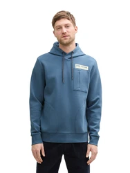 TOM TAILOR Sweatshirt Hoodie mit Taschen blau/weiß