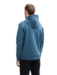 TOM TAILOR Sweatshirt Hoodie mit Taschen blau/weiß