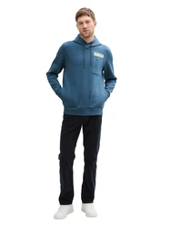 TOM TAILOR Sweatshirt Hoodie mit Taschen blau/weiß