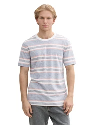 TOM TAILOR DENIM T-Shirt blaumeliert/orange/weiß