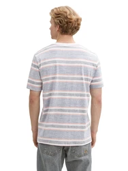 TOM TAILOR DENIM T-Shirt blaumeliert/orange/weiß